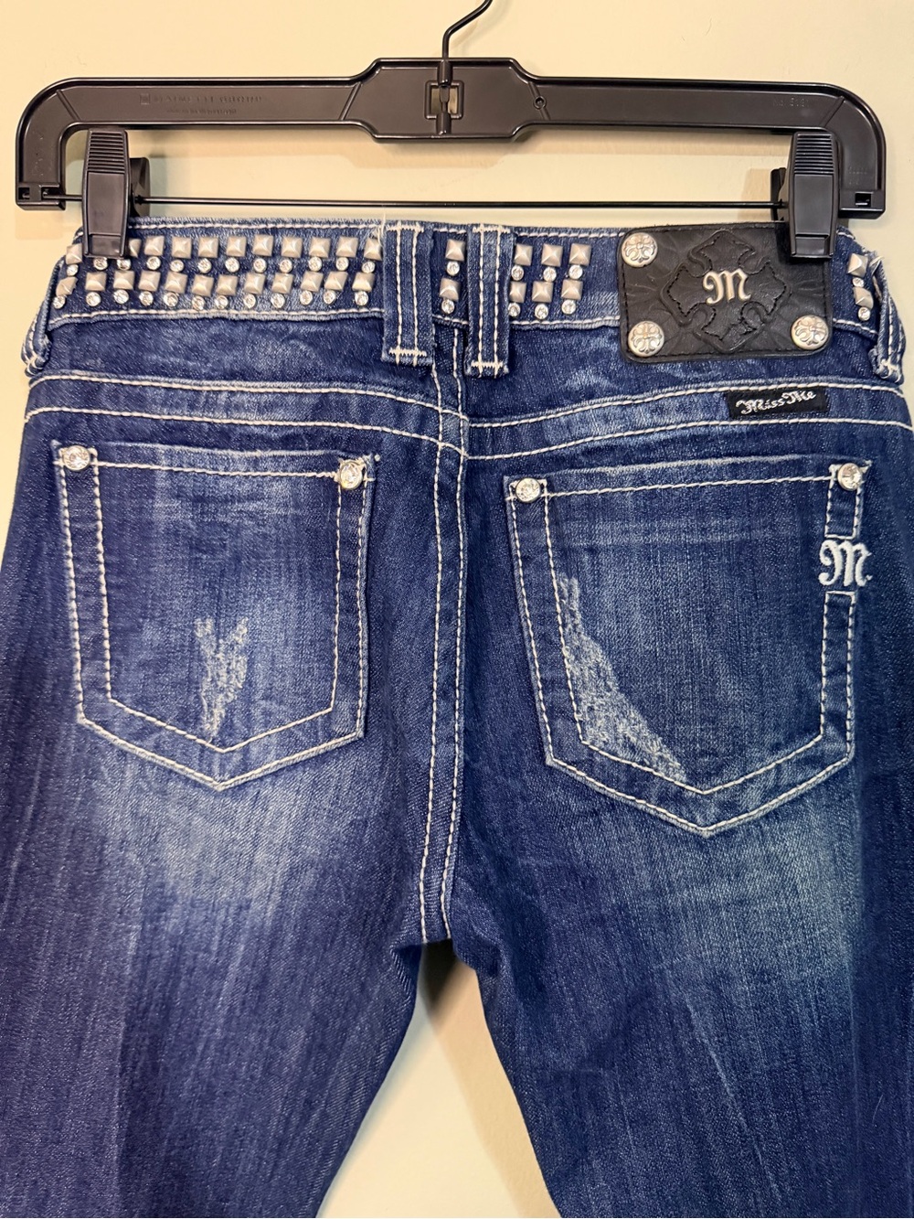 Gorgeous Vintage Y2K Miss Me Straight Jeans With Stud Accents 34” Inseam